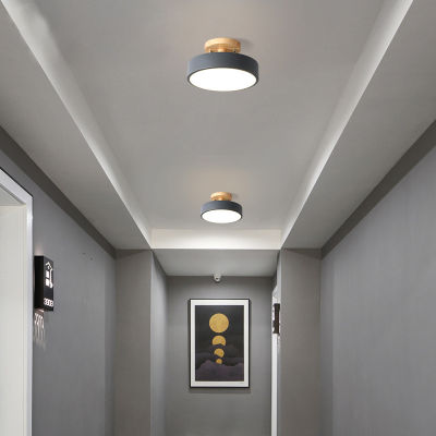 Modern Nordic Wood Led Ceiling Plafond Round Motion Sensor Light Stairs Kitchen Porch Corridor Plafond Led Spot Led Chandelier