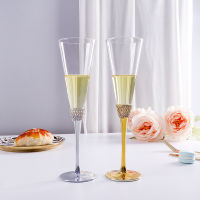 Cham-Pagne Flutes Set Of 2, Hand Blown Crystal Wedding Cham-Pagne Glasses, 200Ml Made Of Pure Lead-Free Crystal, Great For Anniversary, Christmas, Birthday, Thinness