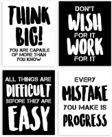 ชุดของขวัญ4ชิ้นศิลปะบนผนังข้อความสร้างแรงบันดาลใจจากคำยืนยันในเชิงบวกของตกแต่งโปสเตอร์ลายพิมพ์ป้ายติดผนังสนุกงานศิลปะศิลปะที่ดีที่สุดสำหรับบ้านสำนักงานห้องเรียนห้องนั่งเล่นชุดของขวัญสี่ชิ้น