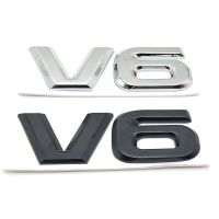 △❧✹ Chrome Metal Car Letters V6 Emblem Badge 3D Decal Trunk Stickers For Mercedes BMW Audi Ford Nissan Toyota Honda Accessories