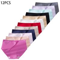 12PCS Lce Silk Seamless Underwear Womens Panties Sexy Comfortable  Breathable Low-Waist Briefs Plus Size Elastic Lingerie