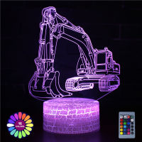 LED 3D Night Lights Excavator Train Tank Modeling TouchRemote Control USB Desk Table Lamp 7 Color Changing Home Decor Gift