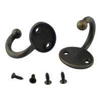 2Pcs Antique Bronze Wall Mounted Hooks for Kitchen Bathroom Hanging Towel Clothes Hat Bag Key Holders Hanger 35x27mm with Screws