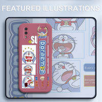 (มีสายรัดข้อมือ) UCUC เคสโทรศัพท์เคสสำหรับ  Samsung Galaxy A01 Core A01สำหรับ Grils การ์ตูน Doraemon Softcase ขอบสี่เหลี่ยม Liquid ปลอกซิลิโคนคลุมทั้งหมดกล้องกันกระแทกป้องกันกรณี