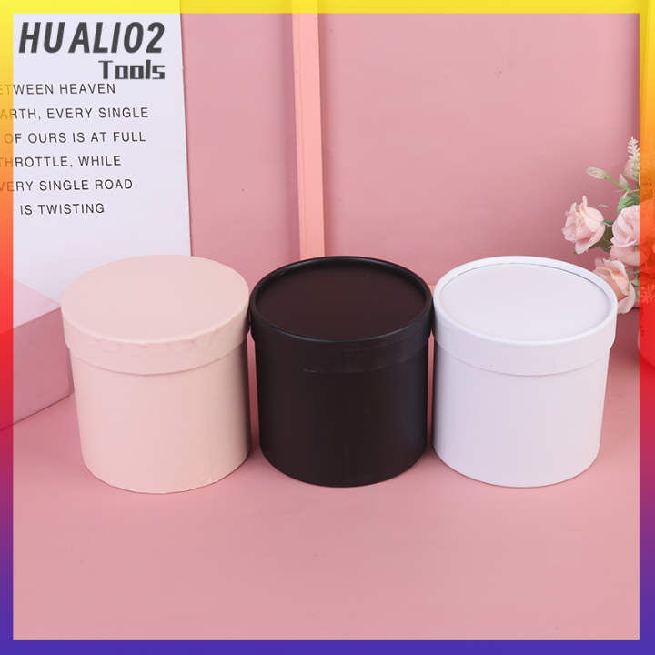 huali02กล่องกระดาษลายดอกไม้ทรงกลม1ชิ้นกล่องใส่ของขวัญถังกล่องของขวัญปาร์ตี้