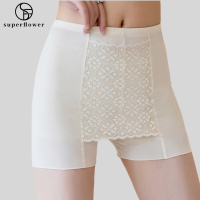 SUPERFLOWER Women S Lace Blocking Anti Embarrassment Double Layer Safety Pants ผ้าไหมน้ำแข็งกางเกงขาสั้นขนาดใหญ่