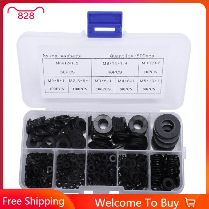 haotao-hardware-500pcs-m2-m2-5-m3-m4-m5-m6-m8-m10พลาสติกเครื่องซักผ้าไนล่อนแบน-spacer-เครื่องซักผ้าซีลแหวนปะเก็นยึดฮาร์ดแวร์