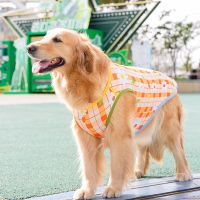 Soft Pet Large Dog Plaid T-Shirt Dog Clothes Cute Shirts Summer Breathable Beach Self Cooling Vest for Big Golden Retriever Dogs