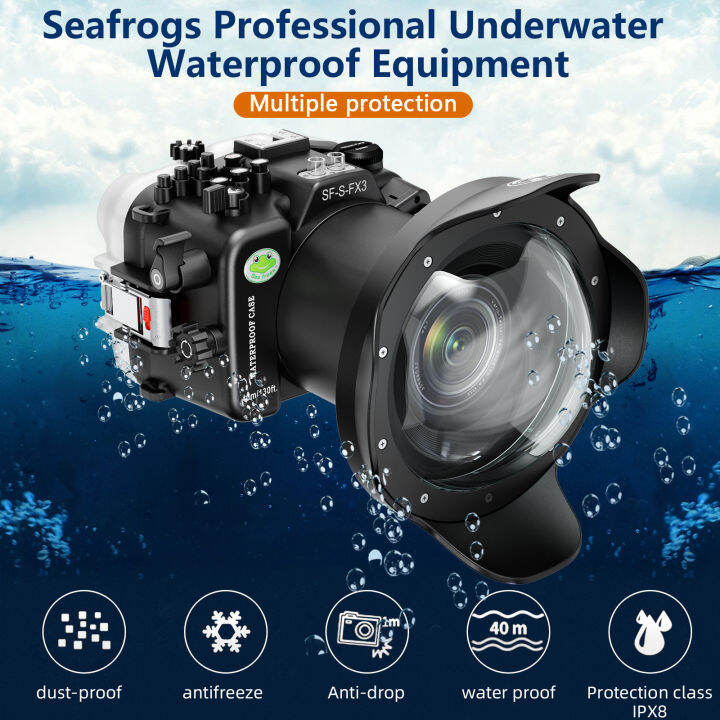 seafrogs-กันน้ำ40เมตร-130ft-เคสกล้องดำน้ำดำน้ำฟิล์มป้องกันสำหรับโซนี่-fx3-sony-fx-30อุปกรณ์โครงครอบกล้อง