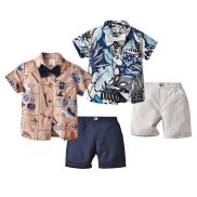 Bé trai bé mùa hè cho trẻ em áo in hoa quần soóc Bermuda bộ trang phục đặt