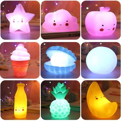 Baby Night Light LED Cartoon Lamp Stars White Clouds Ice cream Mood Lights Children Kids Gift Glow Toy Bedroom Decor Night Lamps