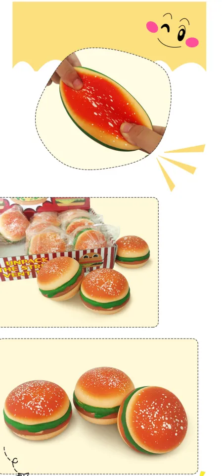 3D Burger Squishys Stress Relief Toy, Hamburger, descompressão