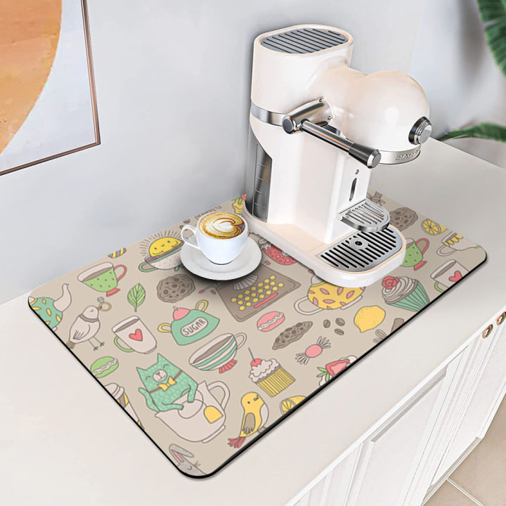 Coffee Mat Hide Stain Absorbent Rubber Backed Fit Under Coffee Maker  Espresso Machine Kitchen Counter Dish Drying Mat - AliExpress