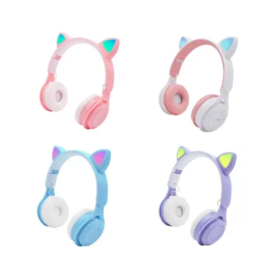 Kid Headphone Girl Earbuds Over-Ear Bluetooth Wireless Earphones Girl Earbuds With Mic Playing Music Headset Portable