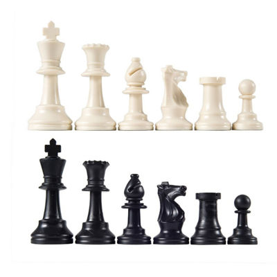 Microgood 32 ชิ้น/เซ็ต Black &amp; White Plastic Medieval Chess pieces Game chessmen 65/75/95mm