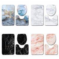 【COD+IN STOCK】3pcs Marble Pattern Bathroom Anti Slip Mats Set Washable Toilet Seat Lid Cover Pedestal Rug