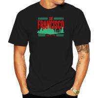 San Francisco เสื้อยืดลายเส้นขอบฟ้าสะพานโกลเดนเกตสำหรับผู้ชายเสื้อยืดคอกลมแขนลำลองขาสั้นคอกลมพิมพ์ลายแฟชั่นเสื้อ100% คอกลมผ้าคอตตอนใหม่ฤดูร้อน