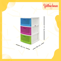 [สินค้าใหม่] YellowHouse ตู้ลิ้นชัก 3ชั้น รุ่นเรนโบว์ใส ตู้ลิ้นชักพลาสติก ตู้รองเท้า กล่องเก็บของ กล่องใส่ของ ชั้นวางของ