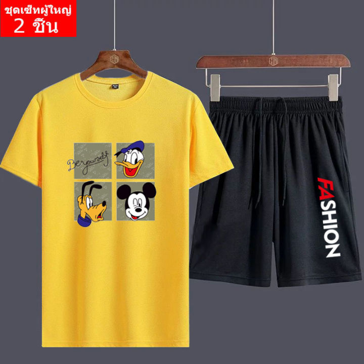 bk2058-ff335-ชุดเซ็ตผู้ใหญ่เสื้อยืด-กางเกงขาสั้น-ผ้ายืดใส่สบาย-ใส่ได้ทั้้ง-ญ-ช-ลายเยอะ-น่ารักสีสันสดใส-พร้อมส่ง-10-สี