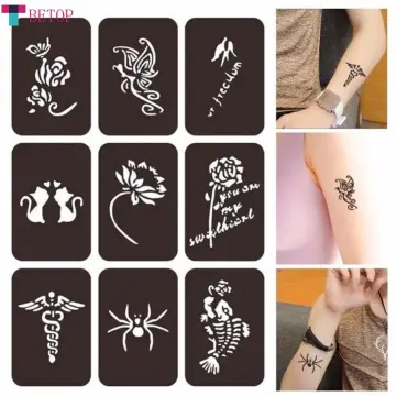 Brown Henna Tattoo Sticker for Children Waterproof Temporary Tattoos Small  Size Mehndi Fake Tattoo for Hand Girl Sleeve Body Art - AliExpress