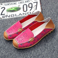 Women flat shoes 2022 new fashion ballet summer flower print women shoes genuine leathe loafers ladies flats shoes woman