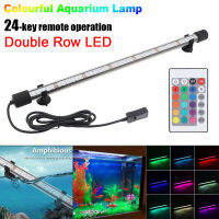 AC 110V-240V RGB Aquarium Light IP68 Waterproof Fish Tank Lights T8 Double Row Super Bright Underwater Light with Remote Control