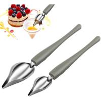 2pc Chef Decoration Pencil Spoon Culinary Drawing Spoon Drizzle Spoon Precision Sauce Painting Plating Spoon for DIY Cake Coffee Cooking Utensils