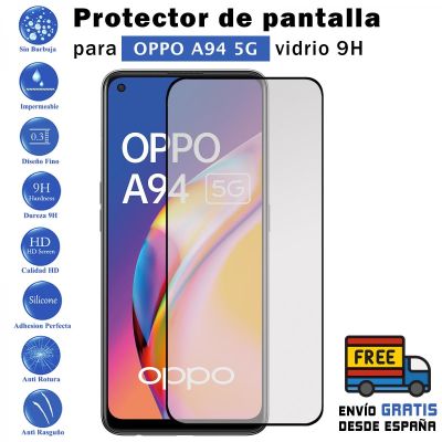 [spot goods66] A94 Oppo 5G กระจกนิรภัยสีดำ9H ปกป้องหน้าจอสำหรับ Movil-Todumovil