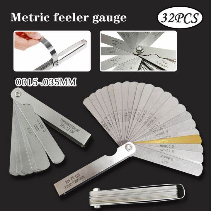 32 Blades Metric Thickness Gage Set 0.04mm0.88mm Tappet Valve Feeler