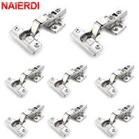 ♚◊ஐ NAIERDI 4/8/12PCS Hinges Stainless Steel Hydraulic Cabinet Door Hinge Damper Buffer Soft Closing for Kitchen Cupboard Furniture