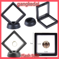 Gangke 70*70mm Black 3D Floating Jewelry Coin Display กรอบผู้ถือกล่องกรณี W/STAND