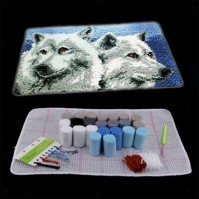 【YF】 Latch Hook Rug Making Crafts Kit Wolf for Beginners Carpet Segment Embroidery Material with Professional Crochet Needles