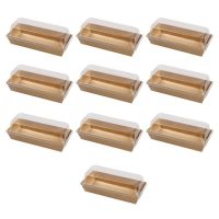 10PCS Kraft Paper Rectangular Sandwich Cake Bread Wrapping Boxes with Clear Lids