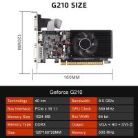 GT210 1G DDR3 Graphics Card 64Bit 589MHZ 500MHZ DVI+VGA+HDMI-Compatible Video Card Spare Parts Accessories Adapters