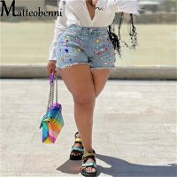 【hot】 2022 Fringe Brushed Denim Shorts Color Decoration Jeans Straight Pants Ladies Short Feminino