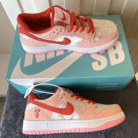 NICE SB-Duk-Low-Top Sports Sneakers Student Shoes Pink White.