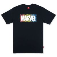 เสื้อยืดมาร์เวล ลิขสิทธิ์แท้ MARVEL-9350-BL สีดำ พิมพ์กำมะหยี่S-5XL  0UAY