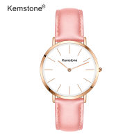 Kemstone นาฬิกาควอตซ์สีน้ำตาลสำหรับทั้งชายและหญิง,นาฬิกาลำลองของญี่ปุ่นกันน้ำได้นาฬิกาสำหรับผู้หญิง