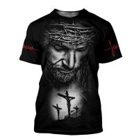 3D Jesus Bible Cross Animal Print T Shirt Top Fashion Casual Harajuku Street O Neck Short Sleeve Mens Oversized T Shirt 6XL