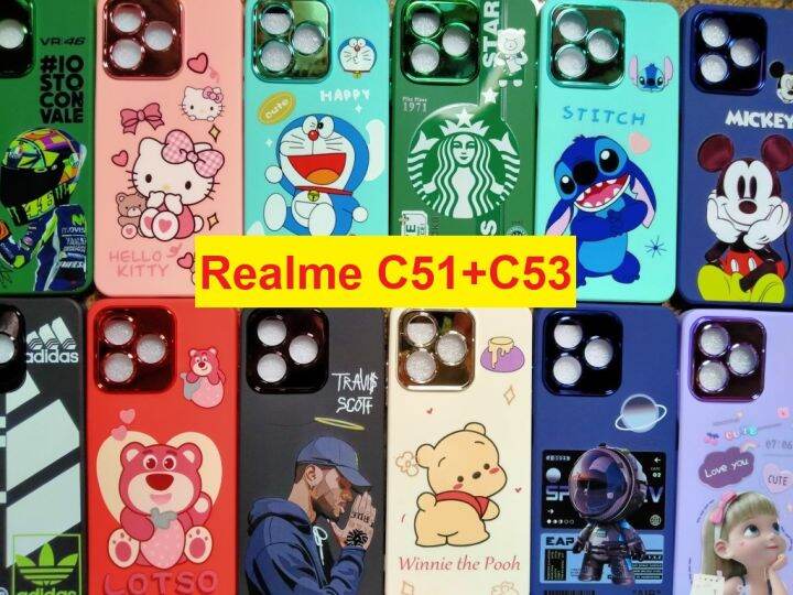 เคส-realme-c51-c53-เคสนิ่ม-โครเมี่ยม-พื้นในกำมะหยี่-ลายการ์ตูน