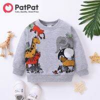 PatPat Toddler เด็กวัยหัดเดินเสื้อผ้าเด็กขี้เล่นสัตว์พิมพ์ Pullover Sweatshirt