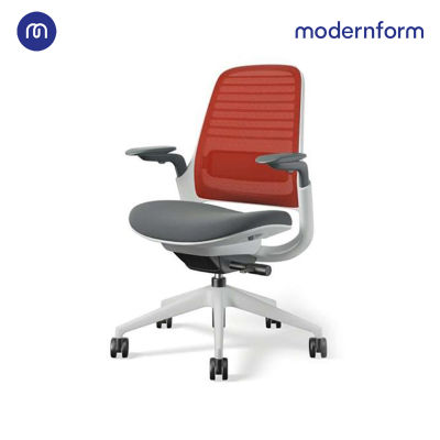 Modernform เก้าอี้ Steelcase ergonomic รุ่น Series1 พนักพิงกลาง สีแดง เก้าอี้เพื่อสุขภาพ เก้าอี้ผู้บริหาร เก้าอี้สำนักงาน เก้าอี้ทำงาน เก้าอี้ออฟฟิศ เก้าอี้แก้ปวดหลัง หุ้มด้วยผ้าตาข่ายไมโครนิต มีอุปกรณ์รองรับเอวปรับได้ ปรับน้ำหนักตามผู้นั่งอัตโนมัติ