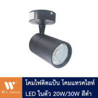 ไฟแทรคไลท์ Track light โคมไฟติดแป้น สีดำ โคมไฟส่องเฉพาะจุด ไฟส่องสินค้า LED 20W/30W แสงวอร์ม 3000K ไฟ AC220V รุ่น JP9A-(20W/30W)-BK-3000K