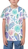 Watercolor Shells T- Shirt Short Novelty for Boys and Girl