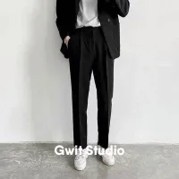 Gwit Studio กางเกงสูทผู้ชายขากว้างกางเกงลำลองหลวมอินเทรนด์ Gwit009