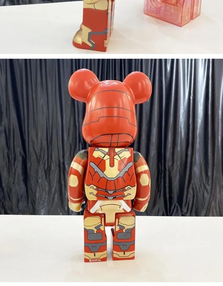 Red LV) Bearbrick 400% Action Figure Peko Iron Man Violent Bear Building  Block Trendy on OnBuy