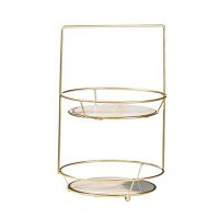 Makeup Organizer Shelf, 2 Tier Cosmetic Storage Basket Round Wire Vanity Organizer Rack