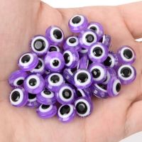 50/100Pcs 6/8/10Mm เรซิ่นแบน Evil Eye ลูกปัดรูปไข่หลวม Spacer ลูกปัดสำหรับเครื่องประดับทำ DIY Charm ลูกปัดสร้อยข้อมือสร้อยคอ