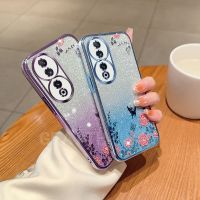 เคสชุบหรูหรา HUAWEI HONOR 90Lite 2023กระดาษเงาใหม่ Huawei เคสโทรศัพท์โปร่งใส Honor90 90Lite Honor70ฝาหลังลายดอกไม้กันกระแทก