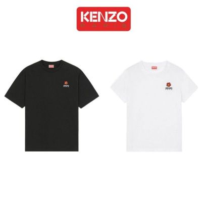 KENZOˉ Overseas Kenzo Purchasing Embroidery Begonia Flower Short-Sleeved Mens Loose Slim Summer Cotton High-Quality Mens Short-Sleeved